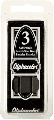 ALPHACOLOR CHAR-KOLE PASTELS 3 STICKS BLACK