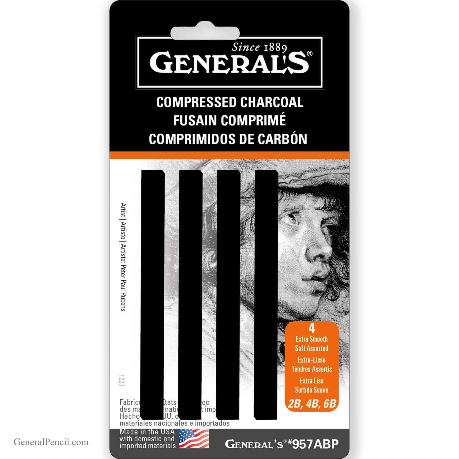 COMPRESSED CHARCOAL BLACK SKETCHING 4 STICK SET