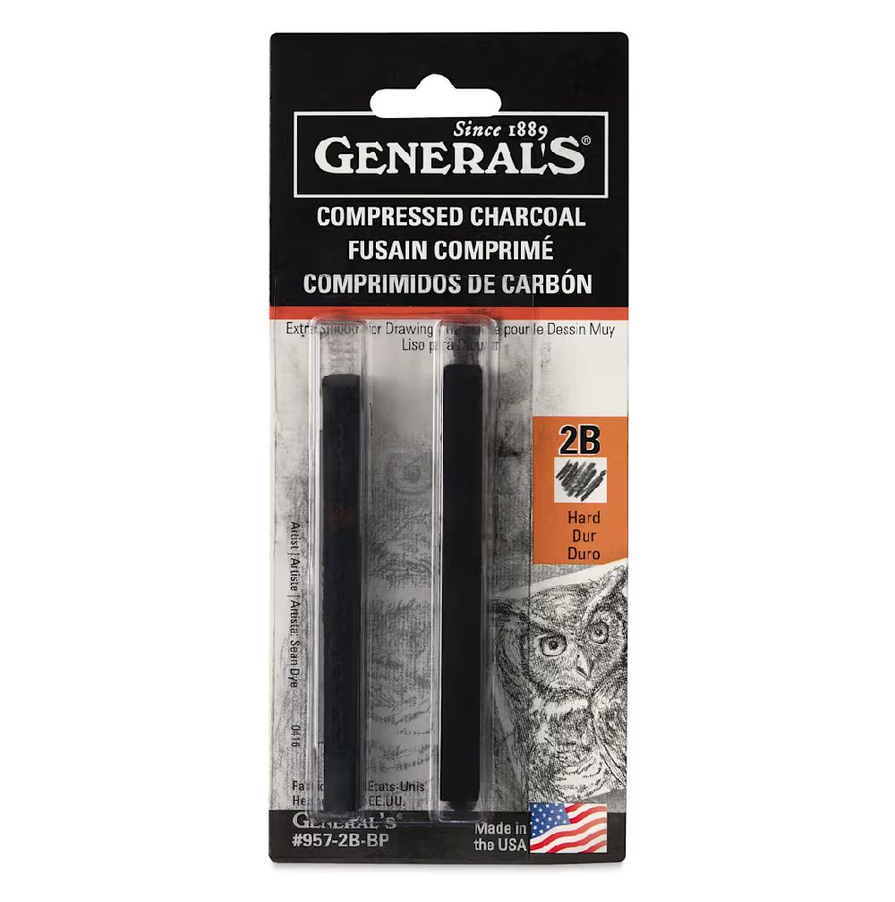 COMPRESSED CHARCOAL SQUARE #2B HARD 2 PACK