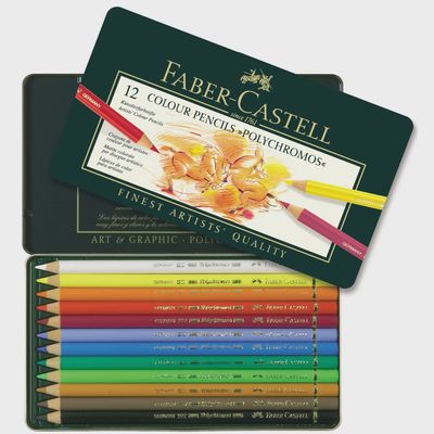 POLYCHROMOS PENCILS 12 COLOR TIN SET