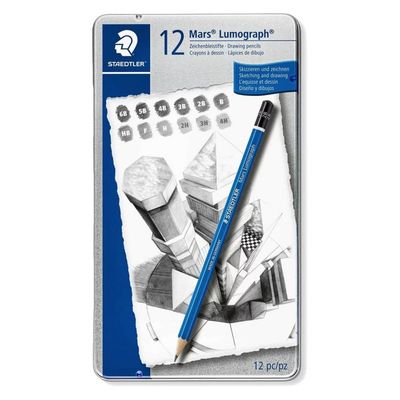 STAEDTLER MARS LUMOGRAPH DRAWING PENCIL SET SOFT 12PCS 8B - 2H