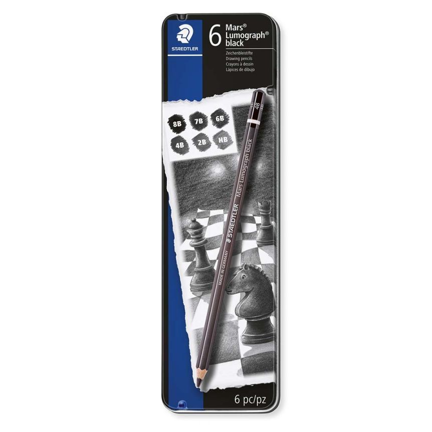 STAEDTLER MARS LUMOGRAPH MATTE BLACK DRAWING PENCIL 6 SET