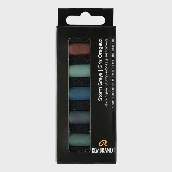 REMBRANDT SOFT PASTELS 5PC HALF STICK SET STORM GREYS