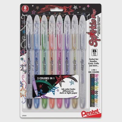 SPARKLE POP METALLIC GEL INK PEN 1.0MM ASSORTED INK CLR 8PK