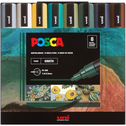 POSCA PC-5M PAINT MARKER EARTH TONE 8 COLOR SET