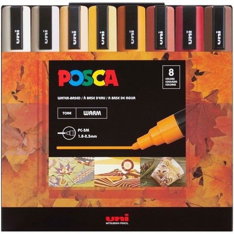 POSCA PC-5M PAINT MARKER WARM TONE 8 COLOR SET