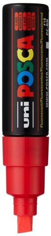 POSCA PC-8K PAINT MARKER BROAD CHISEL TIP FLUORESCENT RED