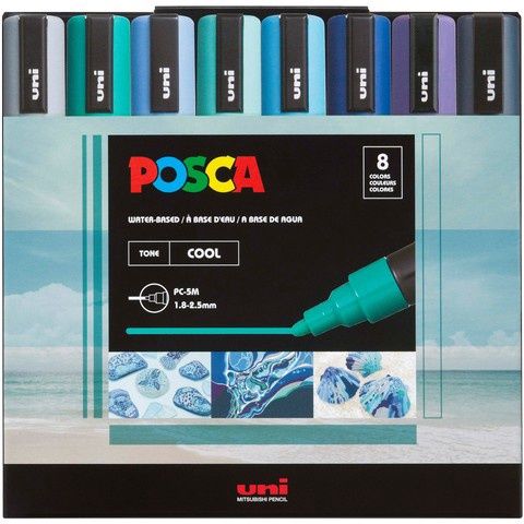 POSCA PC-5M PAINT MARKER COOL TONE 8 COLOR SET