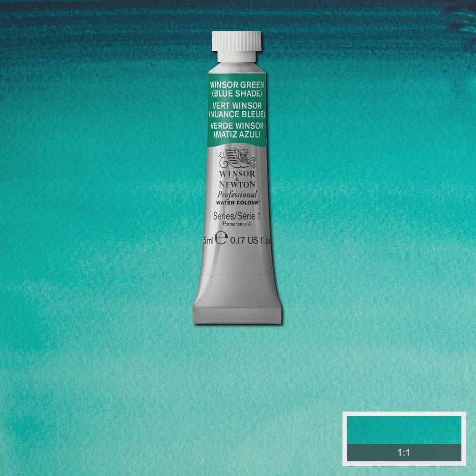PROFESSIONAL WATER COLOUR WINSOR GREEN BLUE SHADE 5ML
