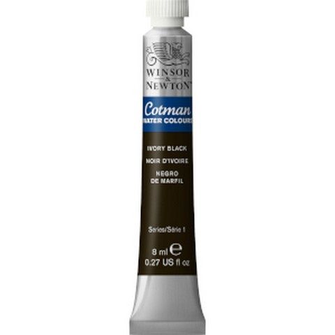 COTMAN WATERCOLOUR IVORY BLACK 8ML