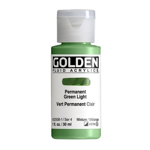 FLUID ACRYLIC 1OZ PERMANENT GREEN LIGHT