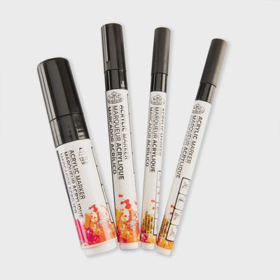 ROYAL ACRYLIC MARKERS 4PC BLACK REVERSIBLE TIP VARIETY SIZES