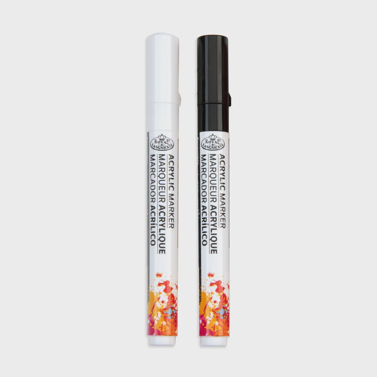 ROYAL ACRYLIC MARKERS 2PC BLACK &amp; WHITE REVERSIBLE TIP