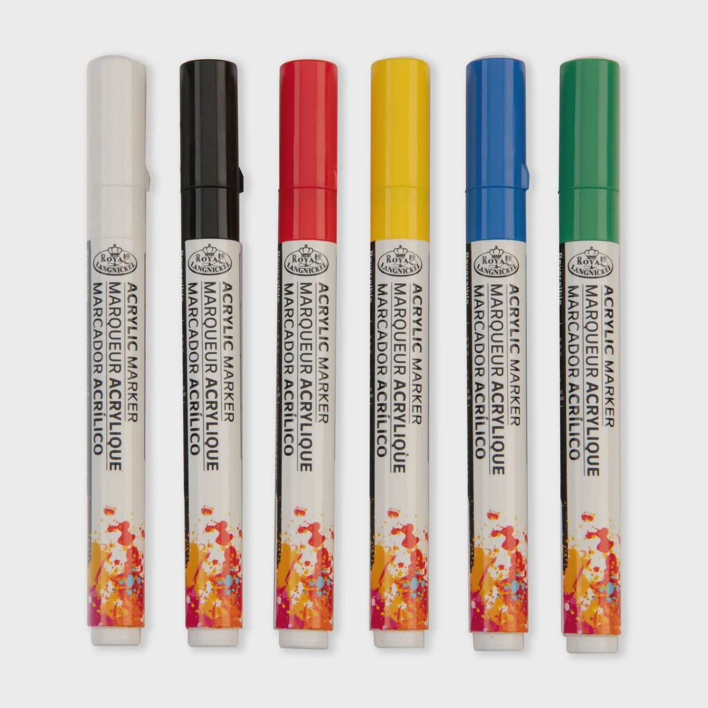 ROYAL ACRYLIC MARKERS 6PC PRIMARY COLORS REVERSIBLE TIP