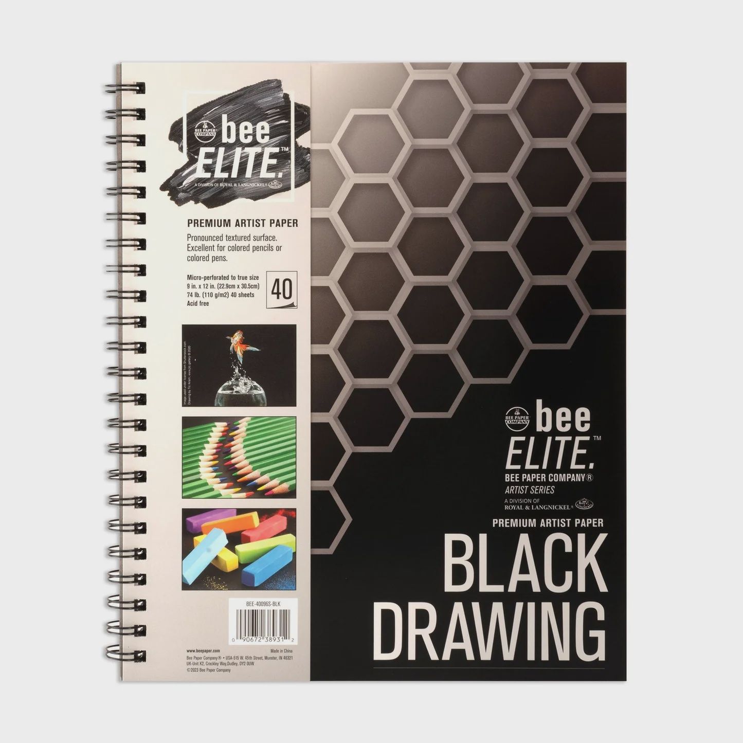 BEE ELITE DRAWING PAD BLACK 9" x 12" 60 SHEETS