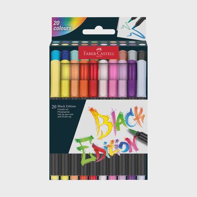 Felt Tip Brush Pen Black Edition 20ct Box