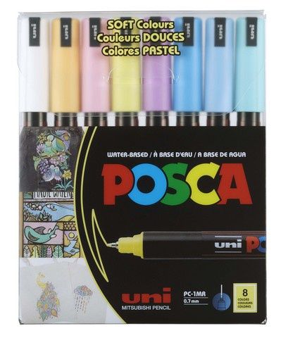 POSCA PC-1MR PAINT MARKER EXTRA FINE SOFT 8 COLOR SET