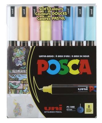 POSCA PC-1MR PAINT MARKER EXTRA FINE SOFT 8 COLOR SET