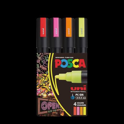 POSCA PC-5M PAINT MARKER NEON 4 COLOR SET