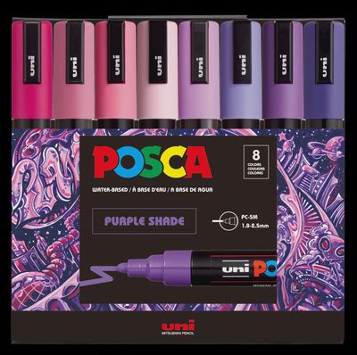 POSCA PC-5M PAINT MARKER PURPLE SHADE 8 COLOR SET