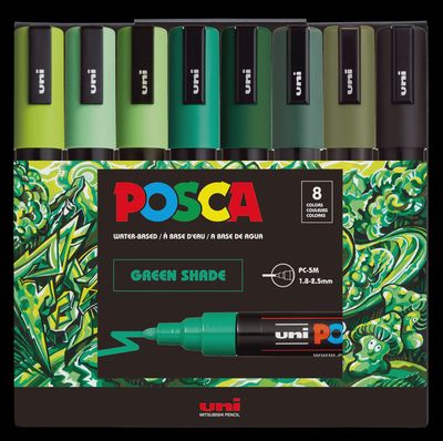 POSCA PC-5M PAINT MARKER GREEN SHADE 8 COLOR SET