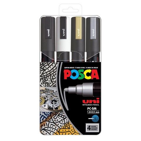 POSCA PC-5M PAINT MARKER METALLIC 4 COLOR SET