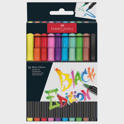 Felt Tip Brush Pen Black Edition 10ct Box