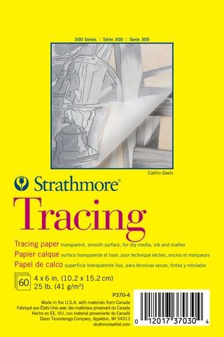 TRACING TRANSPARENT PARCHMENT TAPE PAD 25LB 60 SHEETS 4X6