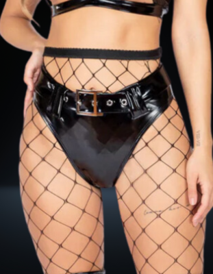 2pc Latex High-Waisted Shorts with Belt