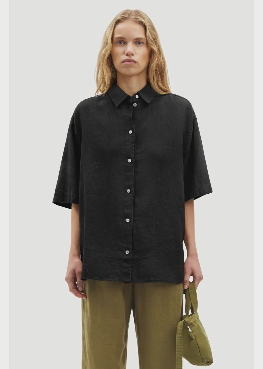 Salarika SS Shirt 14329 Black Linnen