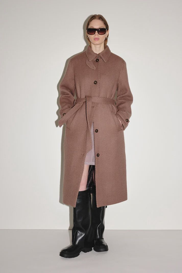 Amora Wool Taupe Gray Long Coat