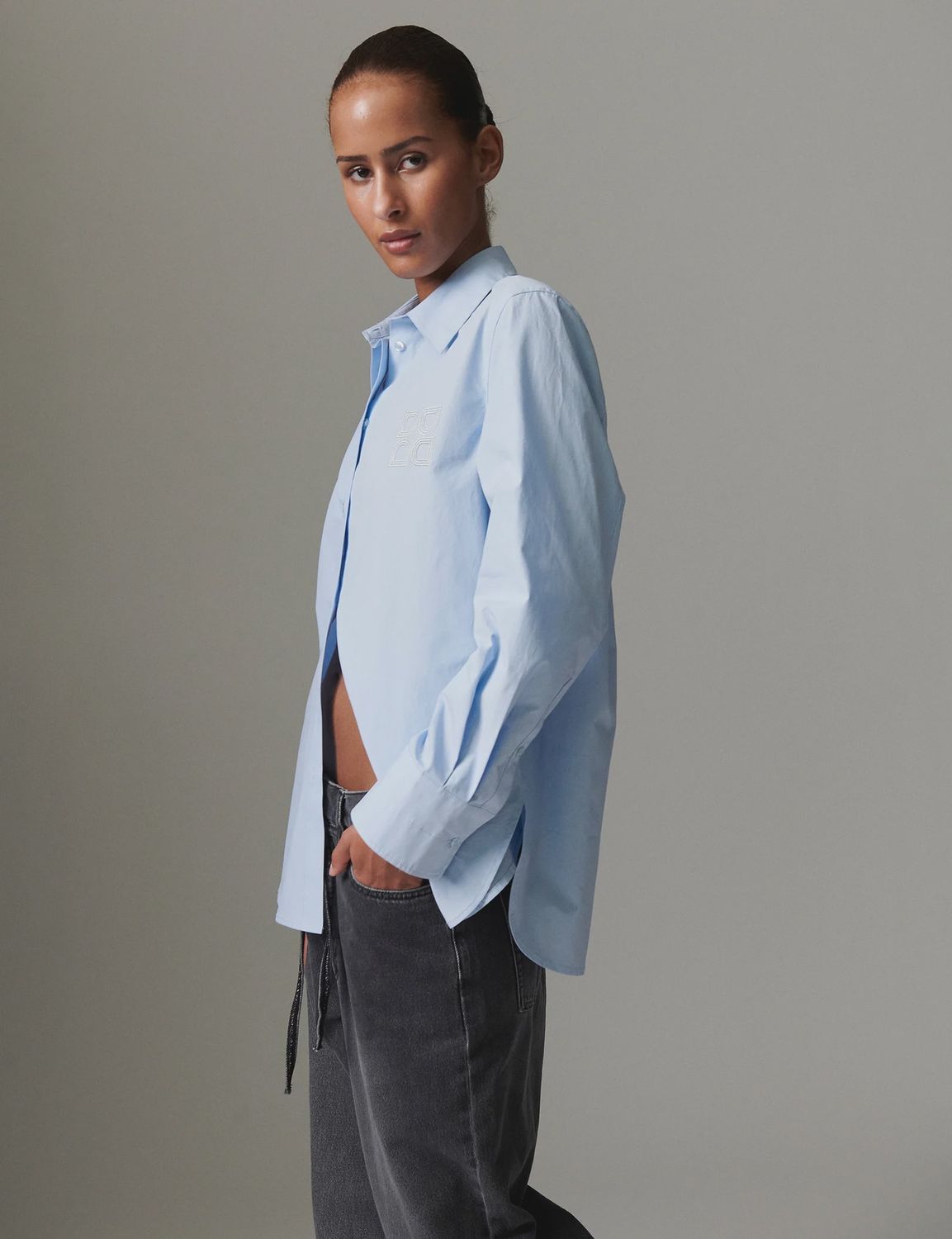 Day Jojo Poplina dames Shirt Licht Blauw