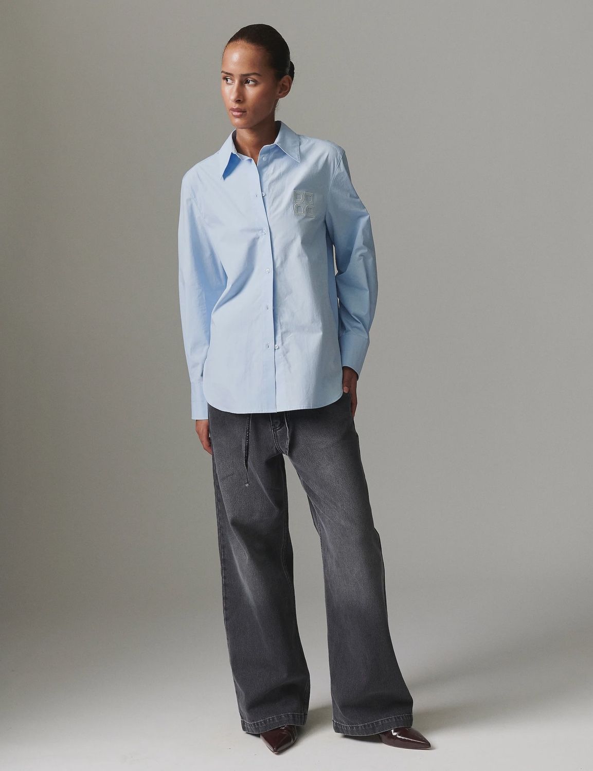 Day Jojo Poplina dames Shirt Licht Blauw