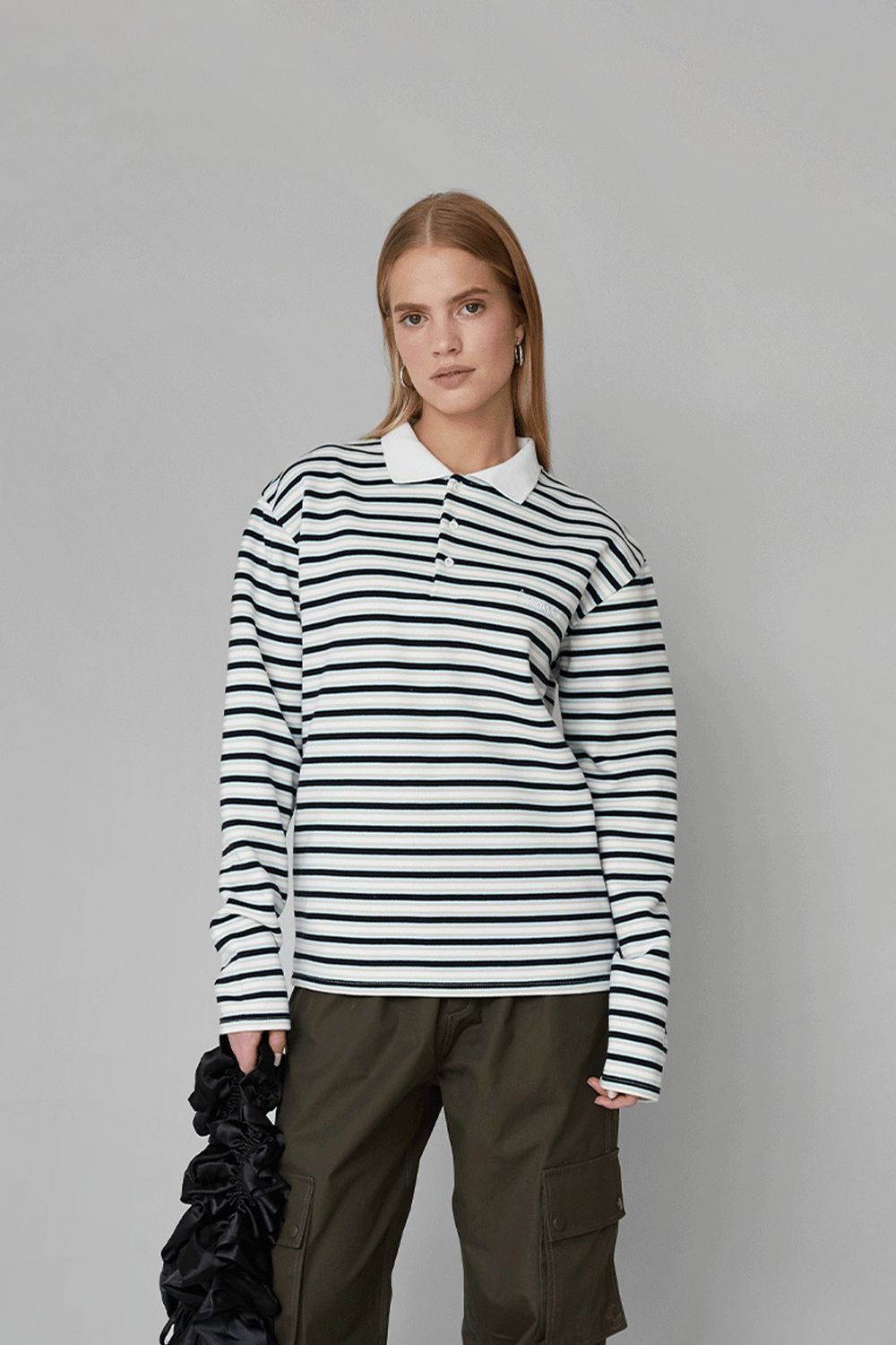 Roland Unisex Polo Blue White Stripes