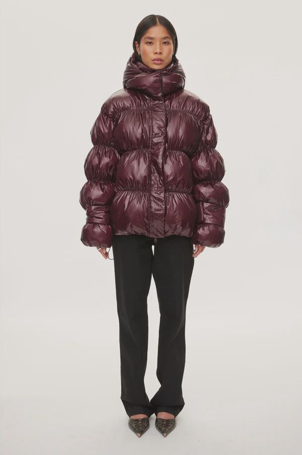 Active Hood Puffer Burgundy Red 3006