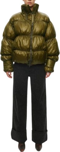 Active Zip Puffer Jacket Dark Olive 4006