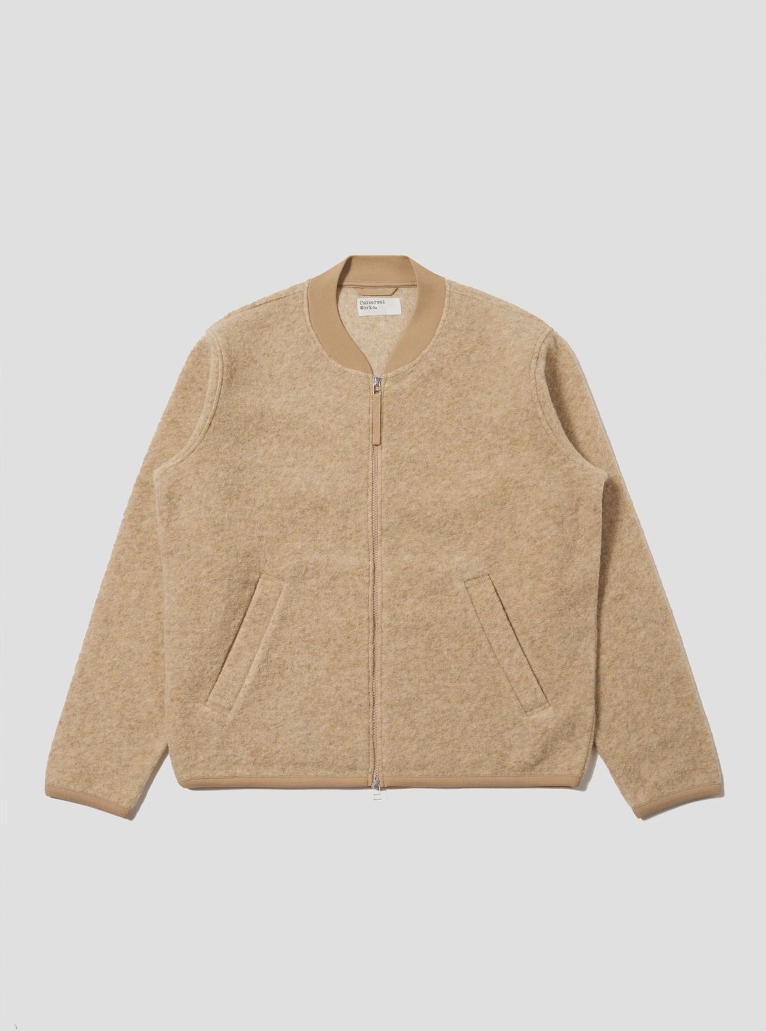 Zip Bomber Wool Fleece Fawn Beige 00018