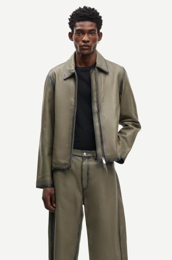 Saike Dusky Groen Leren Jas 16102, Season: 26.02, Size: M