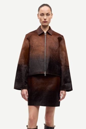 Salylo Leather Jacket Dark Brown Dip-Dy 15374, Size: XS