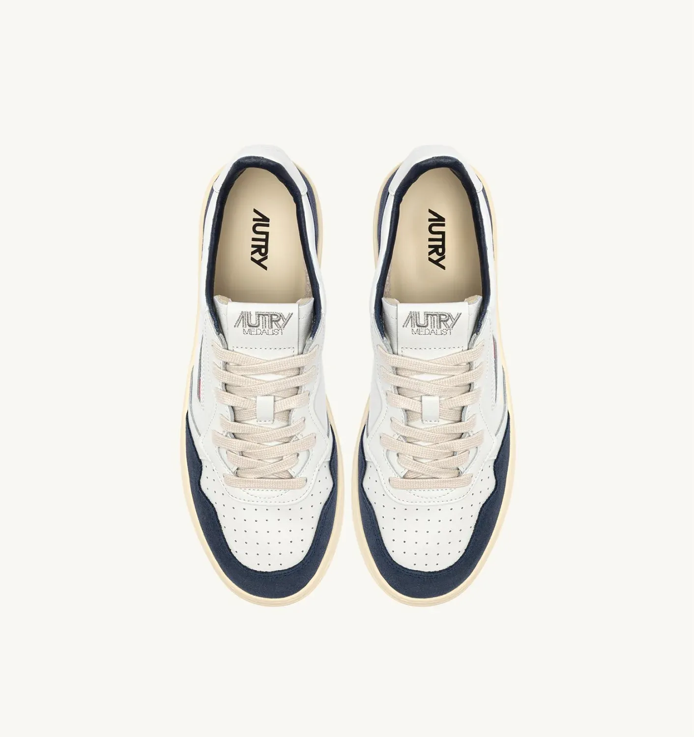 Medalist Laag Wit Kalf Leer Ocean Blauw Suede FT07