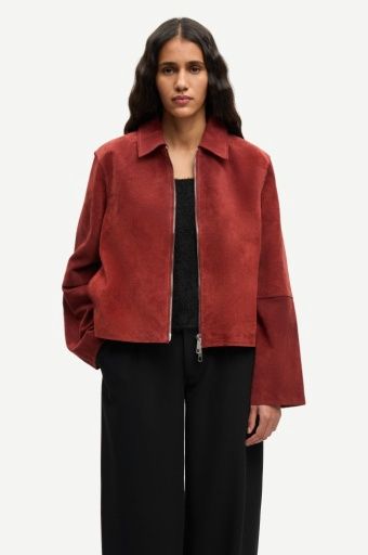 Salyo Leer Suede Jas Bordeaux Rood 15927, Size: XS