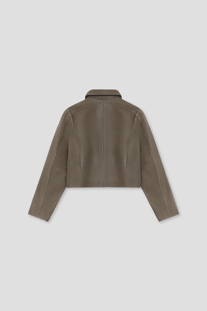 Won Hundred Dalia Panel Leren Jas Dusty Grijs