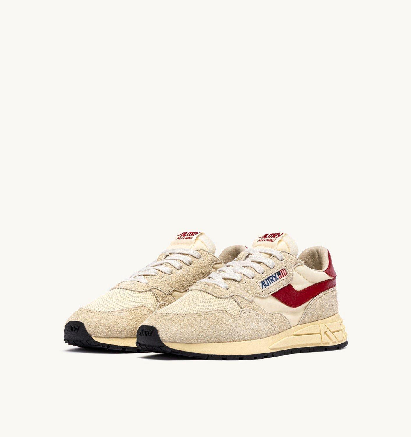 Autry Reelwind Laag Ecru Rood Suede Heren UT34