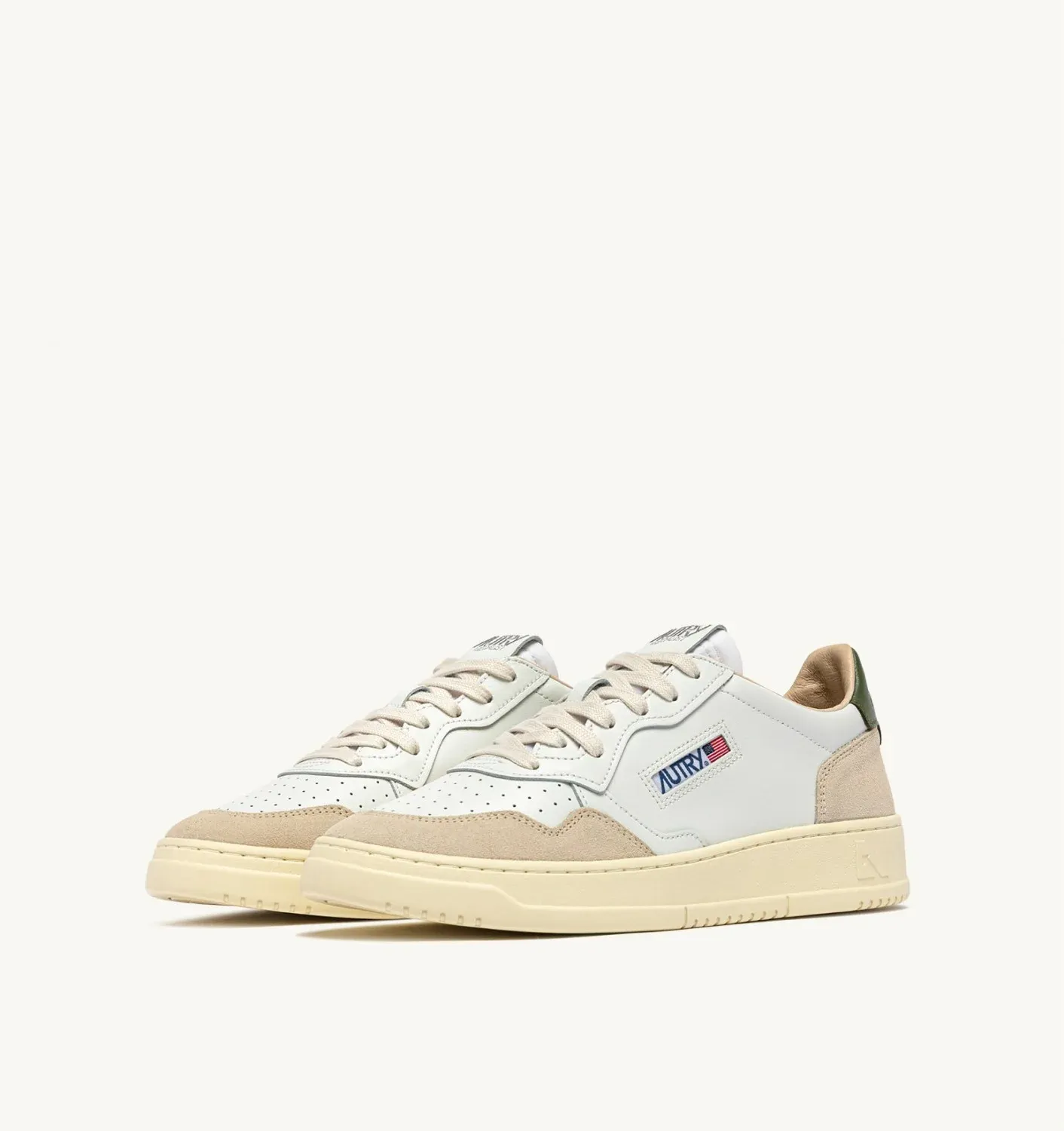 Medalist Laag Wit Leer Suede Heren Groen LS17