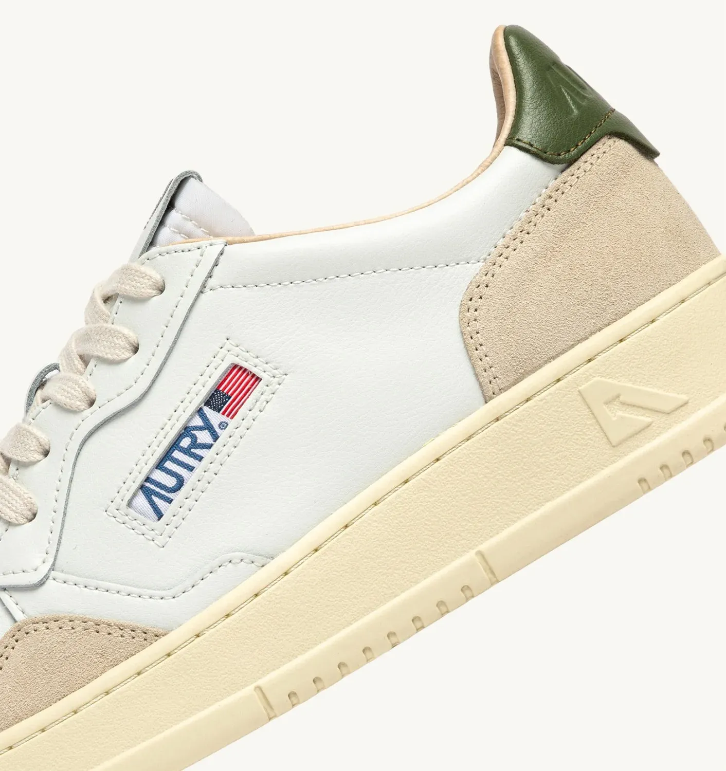 Medalist Laag Wit Leer Suede Heren Groen LS17