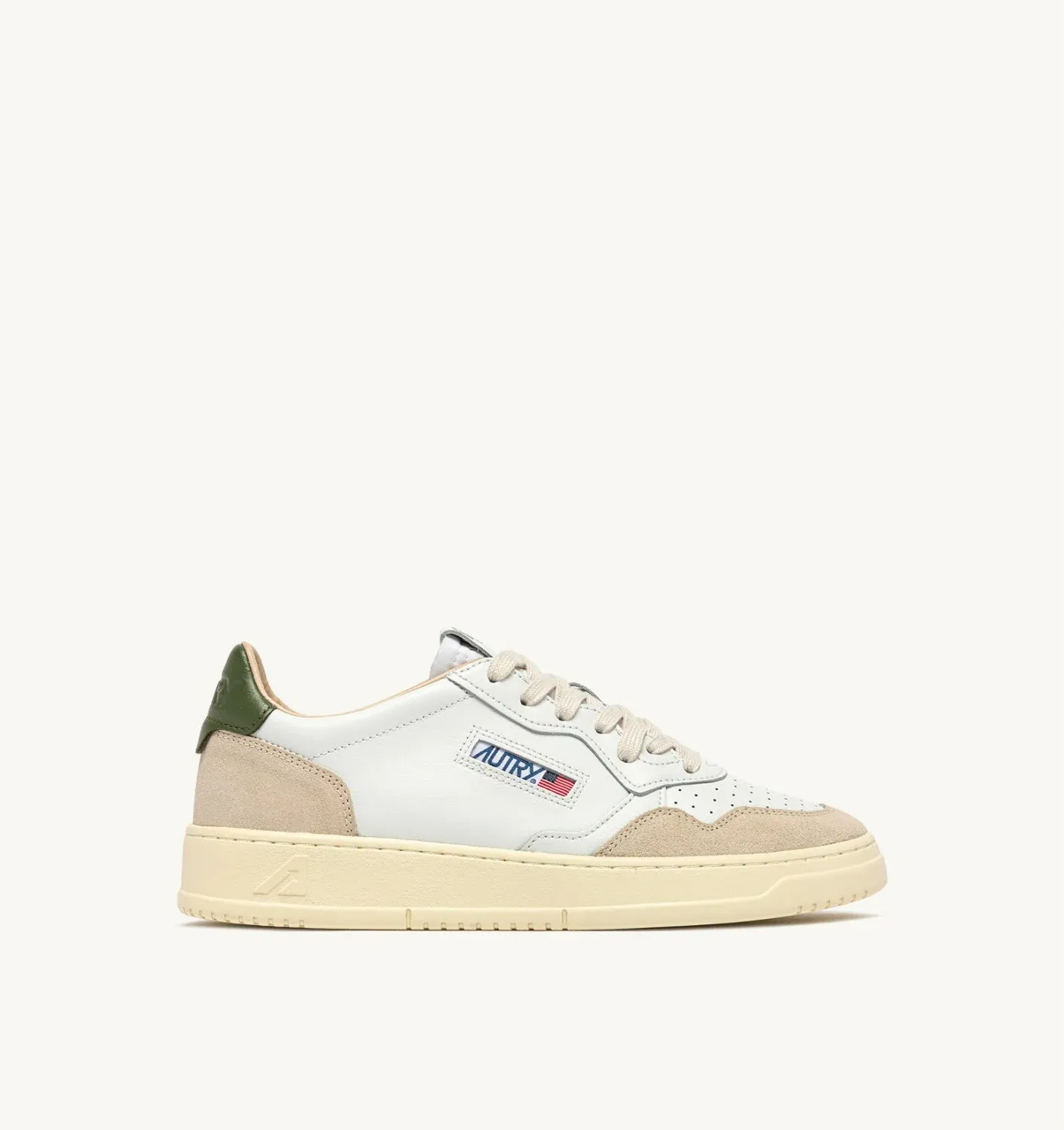 Medalist Laag Wit Leer Suede Heren Groen LS17