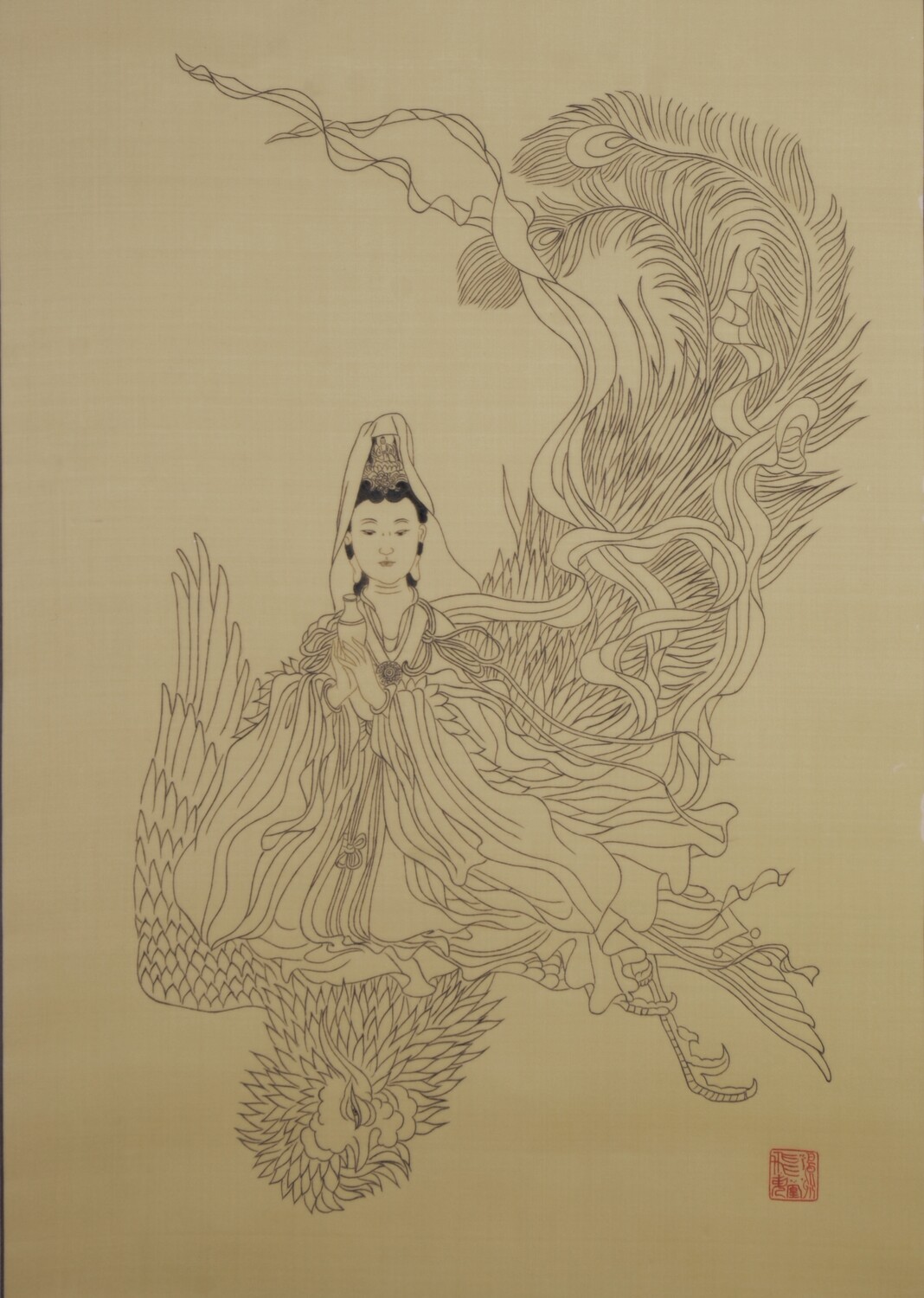 鳳凰觀音瑜伽音畫掛軸 Phoenix Guanyin Hanging Scroll