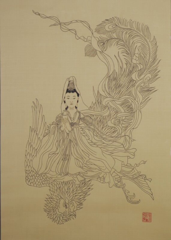 鳳凰觀音瑜伽音畫掛軸 Phoenix Guanyin Hanging Scroll