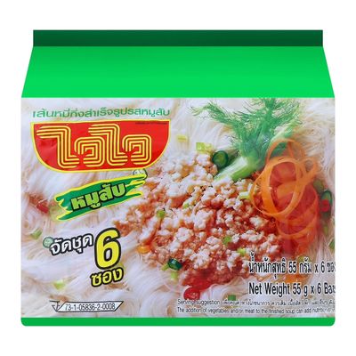 Wai Wai instant Rice Vermicelli Minced Pork Flavour 55g x6 