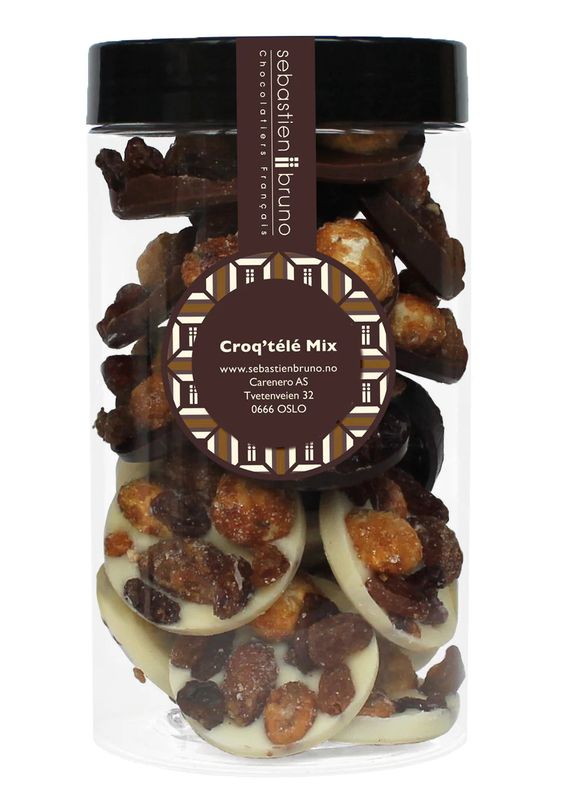 Sjokoladeoblater med assortert sjokolade og nøtter, mandler og rosiner -Croq'télé Mix Stor